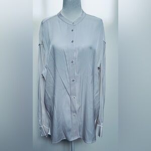 NEW Vince Women's White Silk Button Front Blouse Size Large